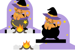 Halloween Kitty in Cauldron Box Card Template | 3D Papercut Product Image 4