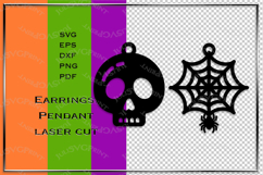 Halloween Earrings Laser cut template pendant svg scull cnc Product Image 1