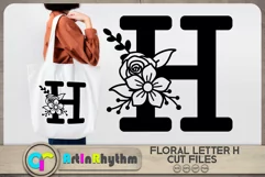 Floral letter H svg cut file / Botanical alphabet SVG Product Image 1