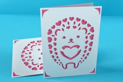 Little Hedgehog with Heart Quills Papercut Card Template Product Image 3