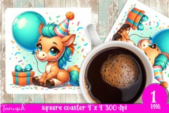 Birthday square coaster HORSE design Product Image 1