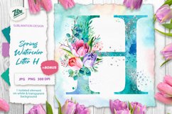 Spring Watercolor Letter. Monogram H. Sublimation Design. Product Image 1