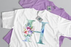 Spring Watercolor Letter. Monogram H. Sublimation Design. Product Image 5