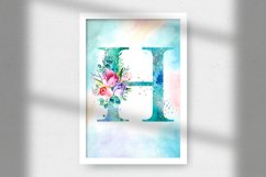 Spring Watercolor Letter. Monogram H. Sublimation Design. Product Image 4