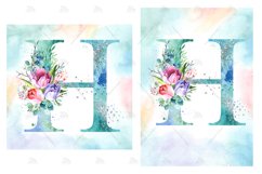 Spring Watercolor Letter. Monogram H. Sublimation Design. Product Image 6