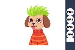 Dog with green hair wearing red and orange striped sweater c Product Image 1