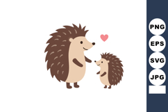 Hedgehog parent and child cute cartoon vector illustration w Product Image 1