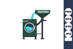 Washing machine with water pouring funnel vector illustratio Product Image 1