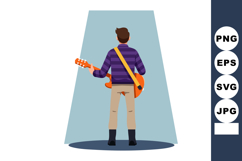 Man playing guitar on stage with spotlight bright orange gui Product Image 1