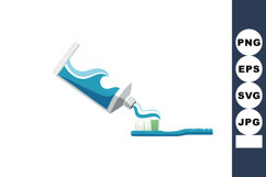 Toothpaste tube squeezing blue gel onto toothbrush bristles Product Image 1