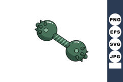 Medieval spiked mace weapon in green tones vector illustrati Product Image 1