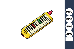 Melodica musical instrument yellow keys black and white vect Product Image 1