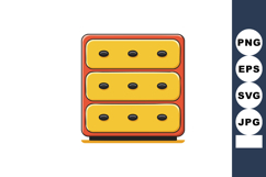 Retro style yellow and orange chest of drawers with black ha Product Image 1