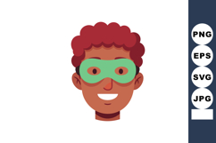 Male face with curly red hair and green superhero mask vecto Product Image 1
