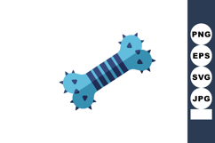 Blue spiked dog chew toy bone with stripes vector illustrati Product Image 1