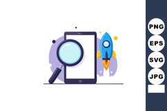Smartphone with magnifying glass and blue rocket symbolizing Product Image 1