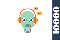 Robot with headset and speech bubbles digital assistance tec Product Image 1
