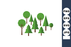 Various Green Trees Vector Illustration with Simple Geometri Product Image 1