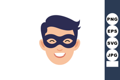 Smiling man face with black superhero mask vector illustrati Product Image 1