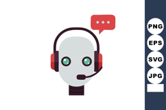 Robot head with headset and chat bubble AI communication tec Product Image 1