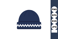 Navy blue winter beanie hat with zigzag pattern vector illus Product Image 1