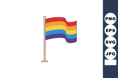 Rainbow Pride Flag Waving on Flagpole Symbol of Diversity an Product Image 1