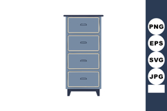 Blue wooden chest of drawers furniture storage cabinet vecto Product Image 1
