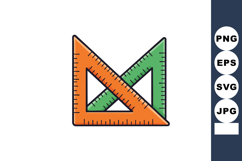 Two colorful triangular rulers orange and green geometry too Product Image 1