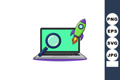 Laptop with magnifying glass and rocket launch concept vecto Product Image 1