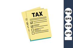 Tax checklist document with marked boxes for financial and a Product Image 1
