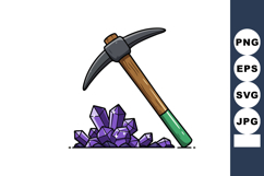 Pickaxe with purple crystals mining tool vector illustration Product Image 1