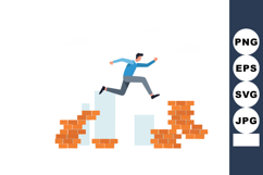 Man jumping over brick wall obstacle in urban setting overco Product Image 1