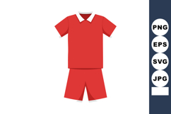 Red sports shirt and shorts uniform set with white collar an Product Image 1