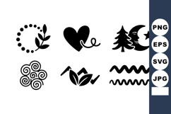 Set of black nature and abstract vector icons with leaves he Product Image 1