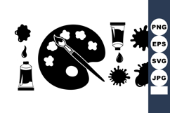 Artist paint palette brush paint tubes ink splashes creative Product Image 1