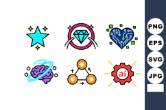 Artificial intelligence and technology icons with star, diam Product Image 1