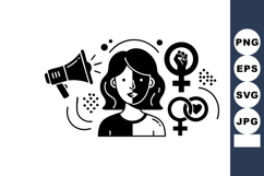 Woman empowerment vector with feminist symbol and megaphone Product Image 1