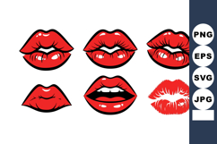 Red lips vector set with various kiss and mouth expressions Product Image 1