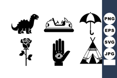 Dinosaur car umbrella rose hand eye teepee black silhouette Product Image 1