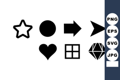 Simple black basic icon set with star heart circle arrow dia Product Image 1