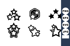 Star shapes vector set with varied outlines and solid design Product Image 1