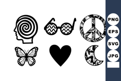 Set of six psychedelic vector symbols including spiral head, Product Image 1
