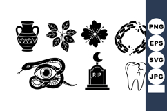 Ancient symbols vector set with snake, eye, flower, wreath, Product Image 1