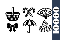 Collection of black silhouette picnic basket candy canes fan Product Image 1