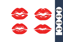Red lips kiss marks set with different shapes and styles vec Product Image 1