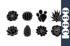 Black silhouette cactus and succulent vector collection with Product Image 1