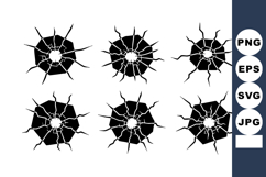 Bullet hole vector set with cracked glass effects for design Product Image 1