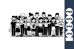 Diverse group of people standing together in black and white Product Image 1