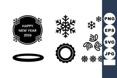 New Year 2026 snowflake decorative vector elements for festi Product Image 1