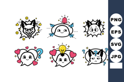 Cute axolotl emoticons with hearts question marks and light Product Image 1